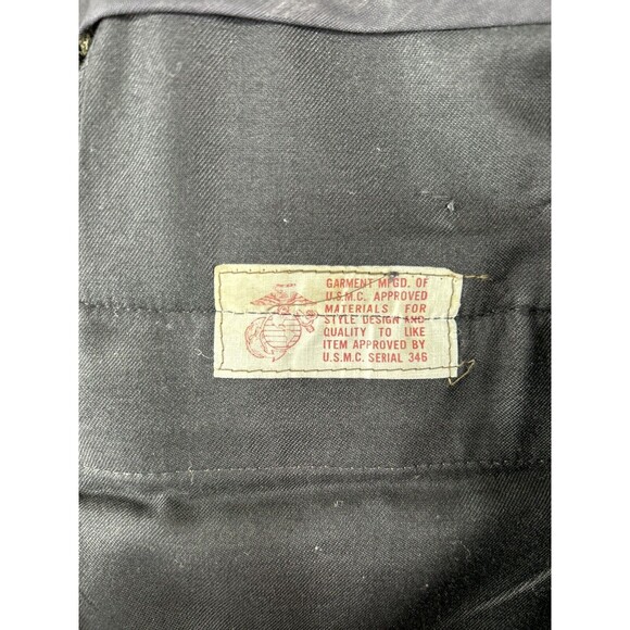 Vintage USMC Marine Uniform Pants Green SACO Uniforms 34 Long Wool - Picture 7 of 12